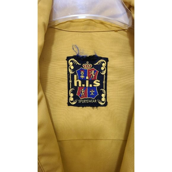 Vintage 70s H.I.S. Sportswear Men's Zip Up Bomber Jacket Solid Yellow Size XL - Picture 7 of 8